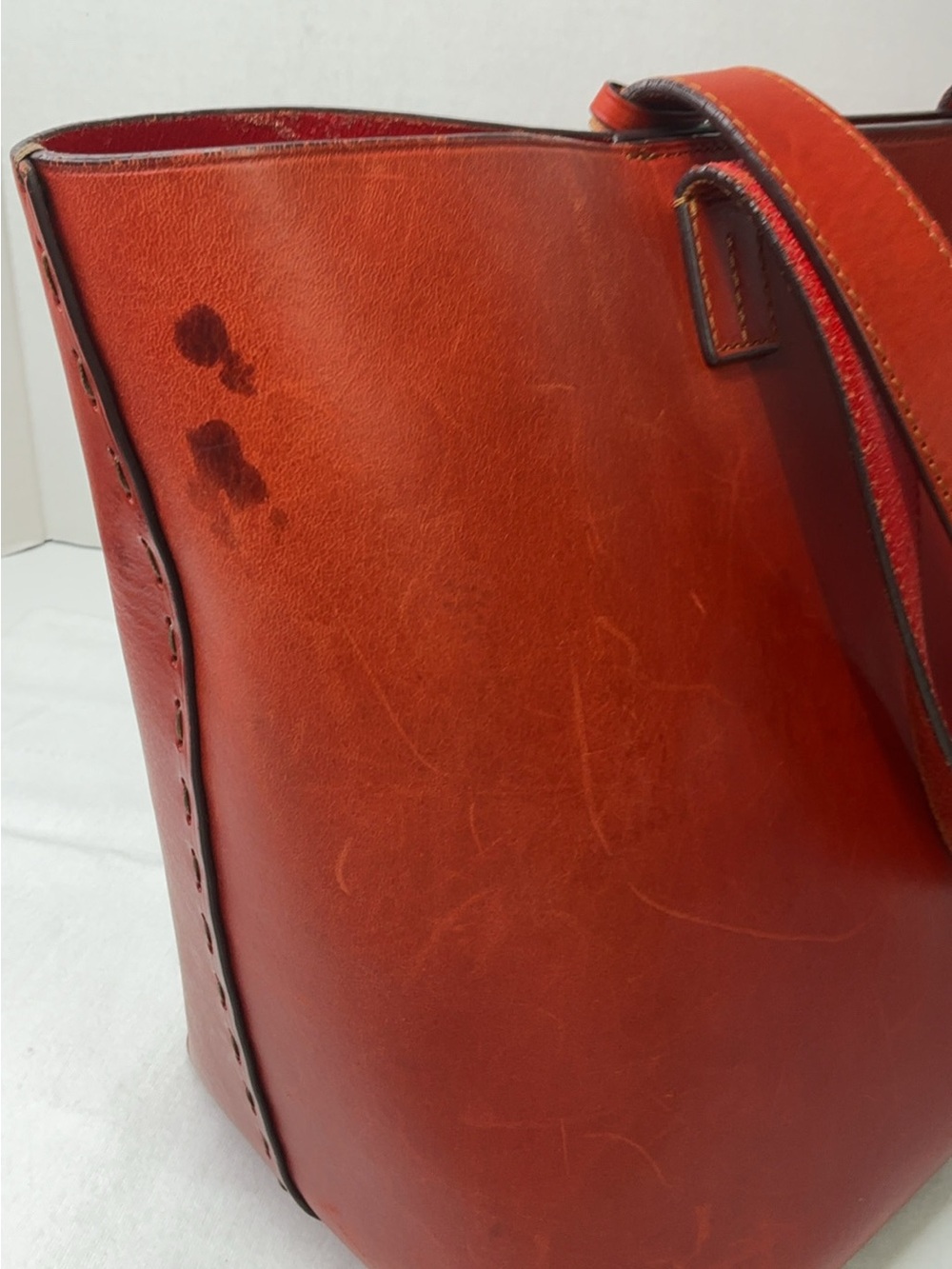 Dooney & Bourke Orange Leather tote bag. - Picture 8 of 13